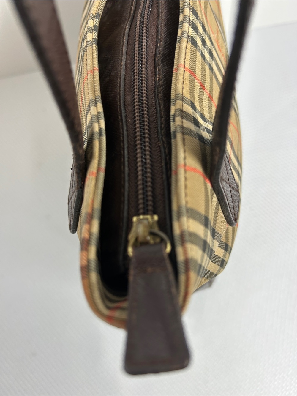 Burberry Haymarket Nova Check Two Handles Canvas Leather Shoulder Bag SM Purse - Picture 5 of 11
